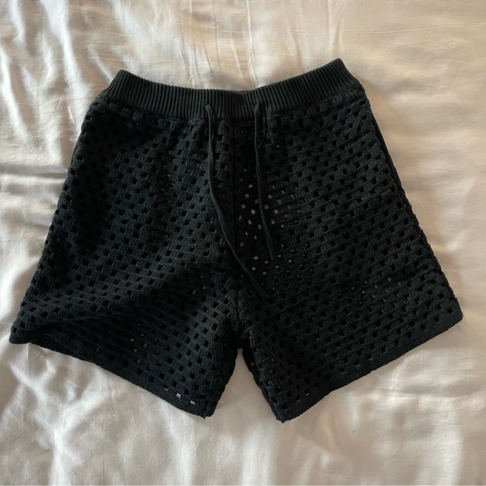 Anine Bing Black Crochet Shorts